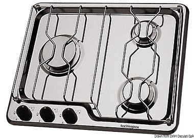 Газовая трёхконфорочная варочная панели Techimpex из нержавеющей стали 470 x 390 мм