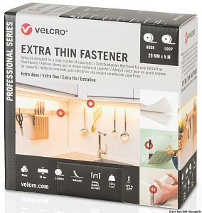 Сверхтонкая лента-липучка белая VELCRO Brand EXTRA THIN Fastener 20 мм x 5 м