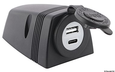 Разъем USB A+C, 12/24 В, черный с защитным кожухом (арт. 14.516.13)