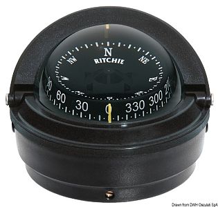 Компас RITCHIE Voyager 3'' (76 мм) с компенсатором и подсветкой накладной черный-черный